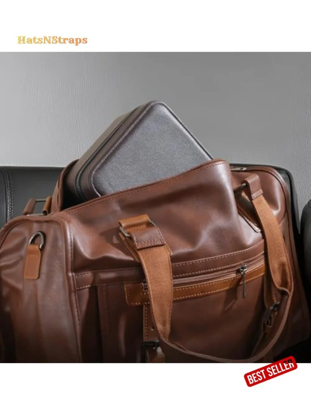 PU Leather Travel Watch Case, 3 Slots Zippered Organizer for Men